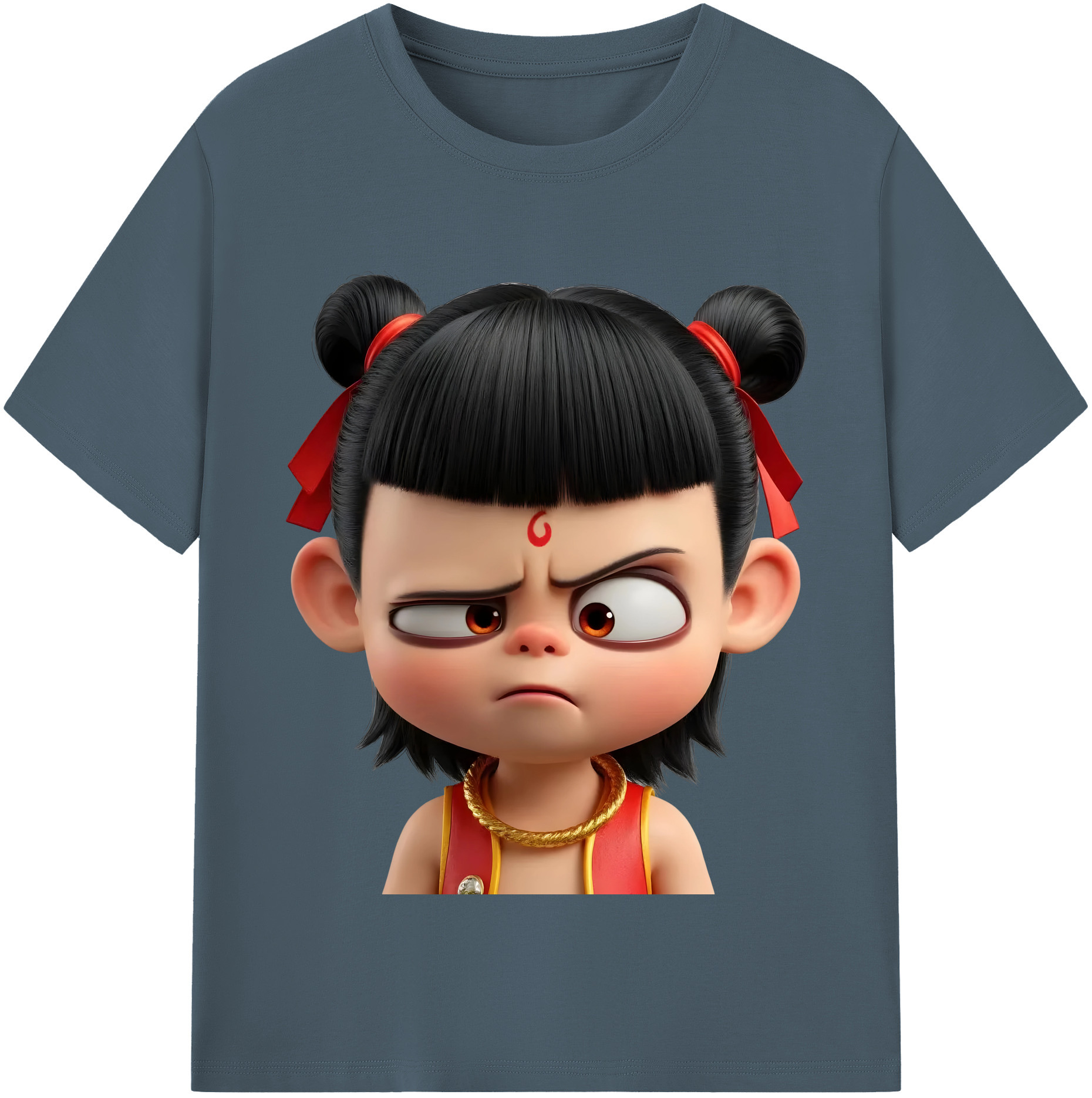 （画像用） Ne Zha 2 ナタ 魔童の大暴れ 綿100％半袖Tシャツ（フロントプリント）